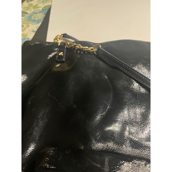 Michael Kors Jet Set Shiny Black Patent Leather Chain Tote Purse Handbag - Picture 10 of 12